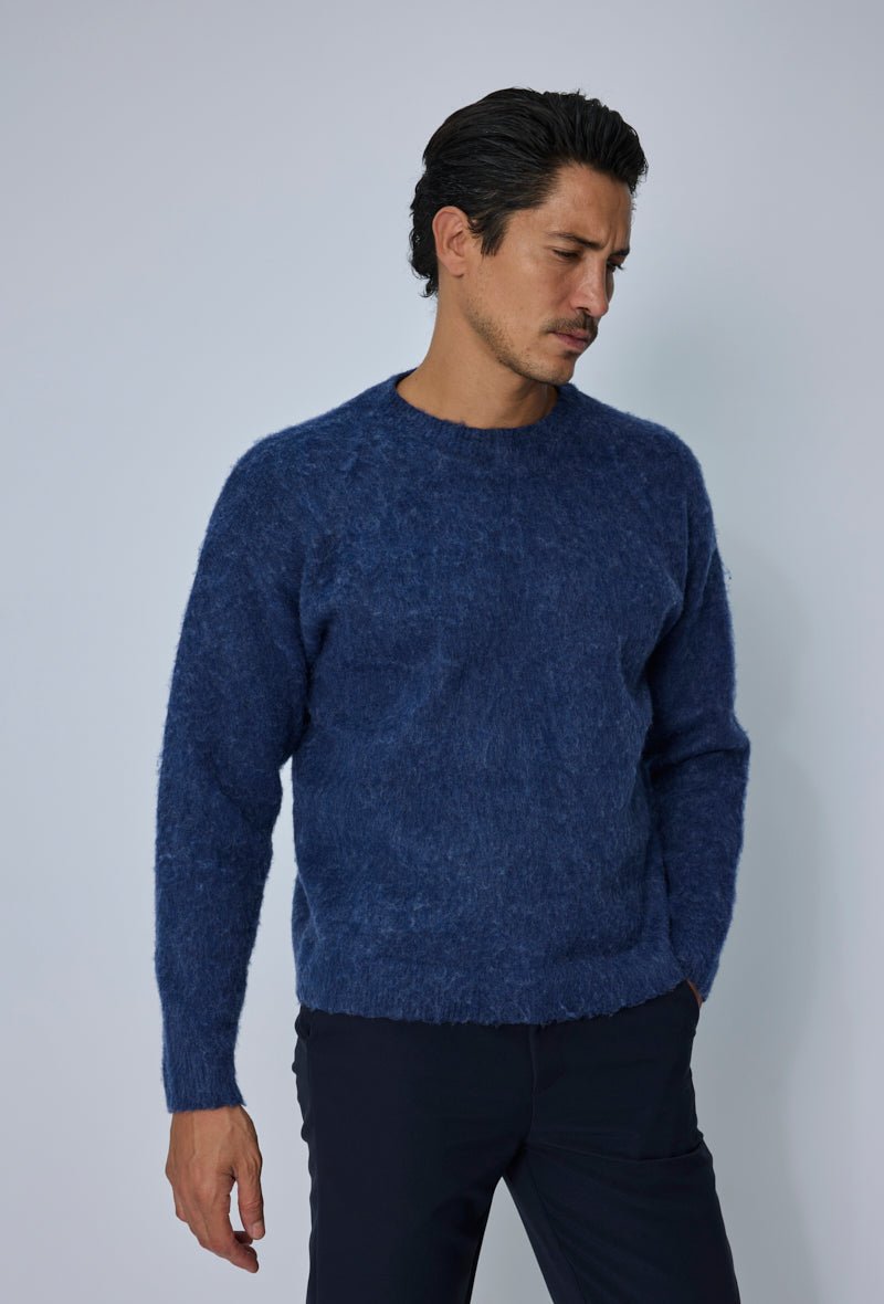 Pull col rond texturé