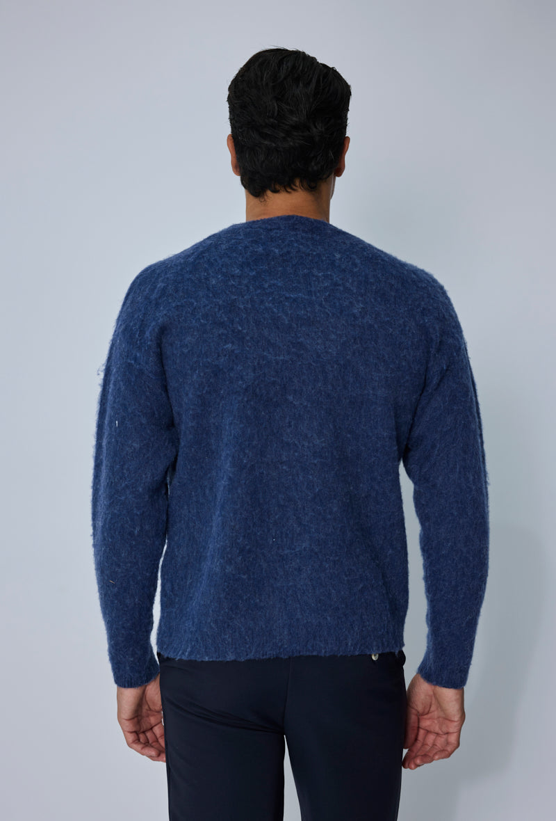 Pull col rond texturé