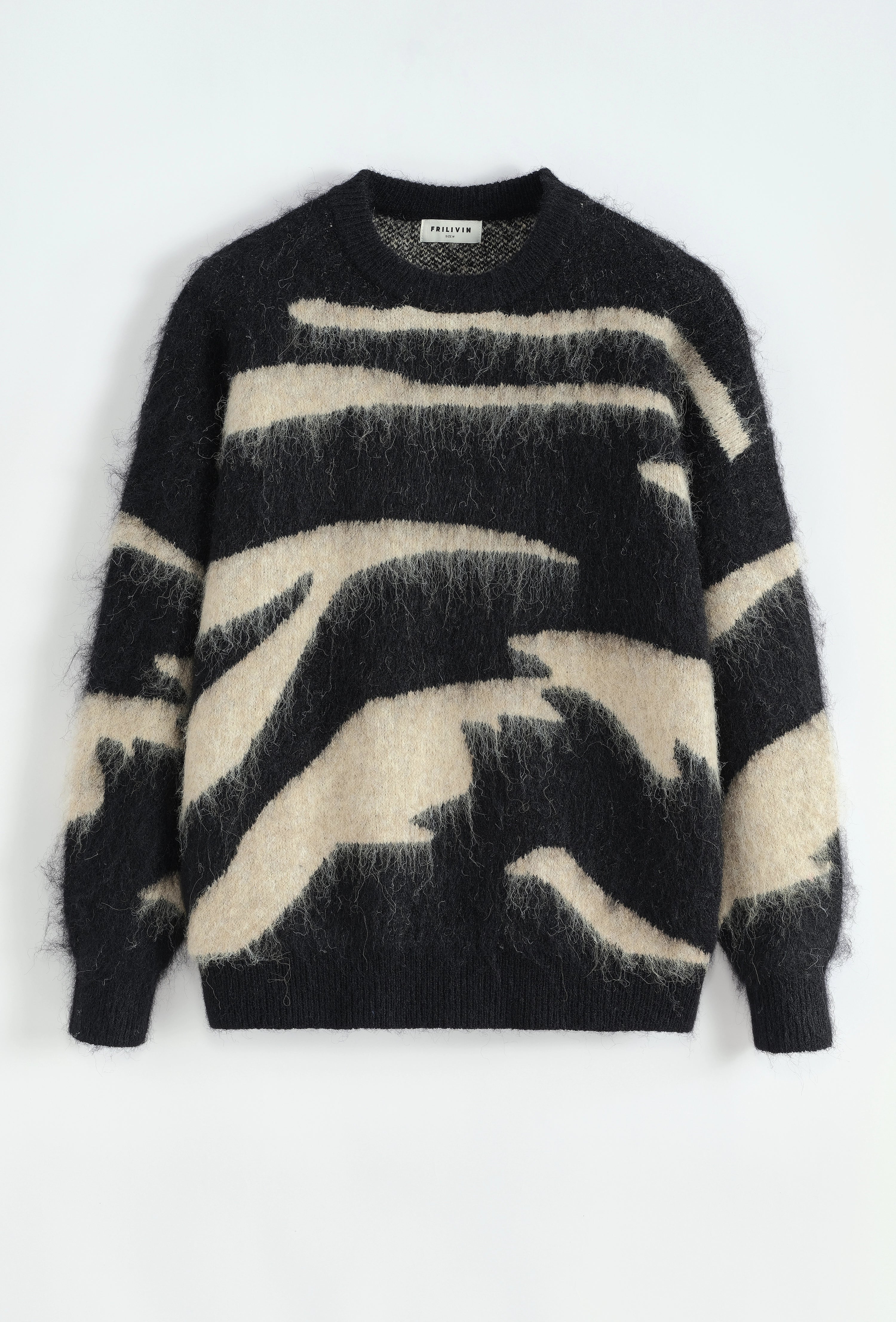 Pull sans capuche avec rayures verticales de couleur noir