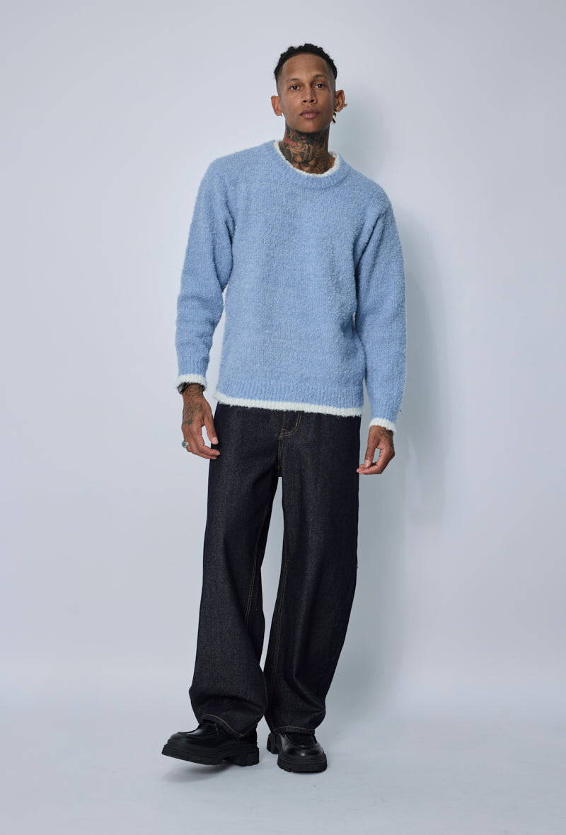 Pull col rond texturé