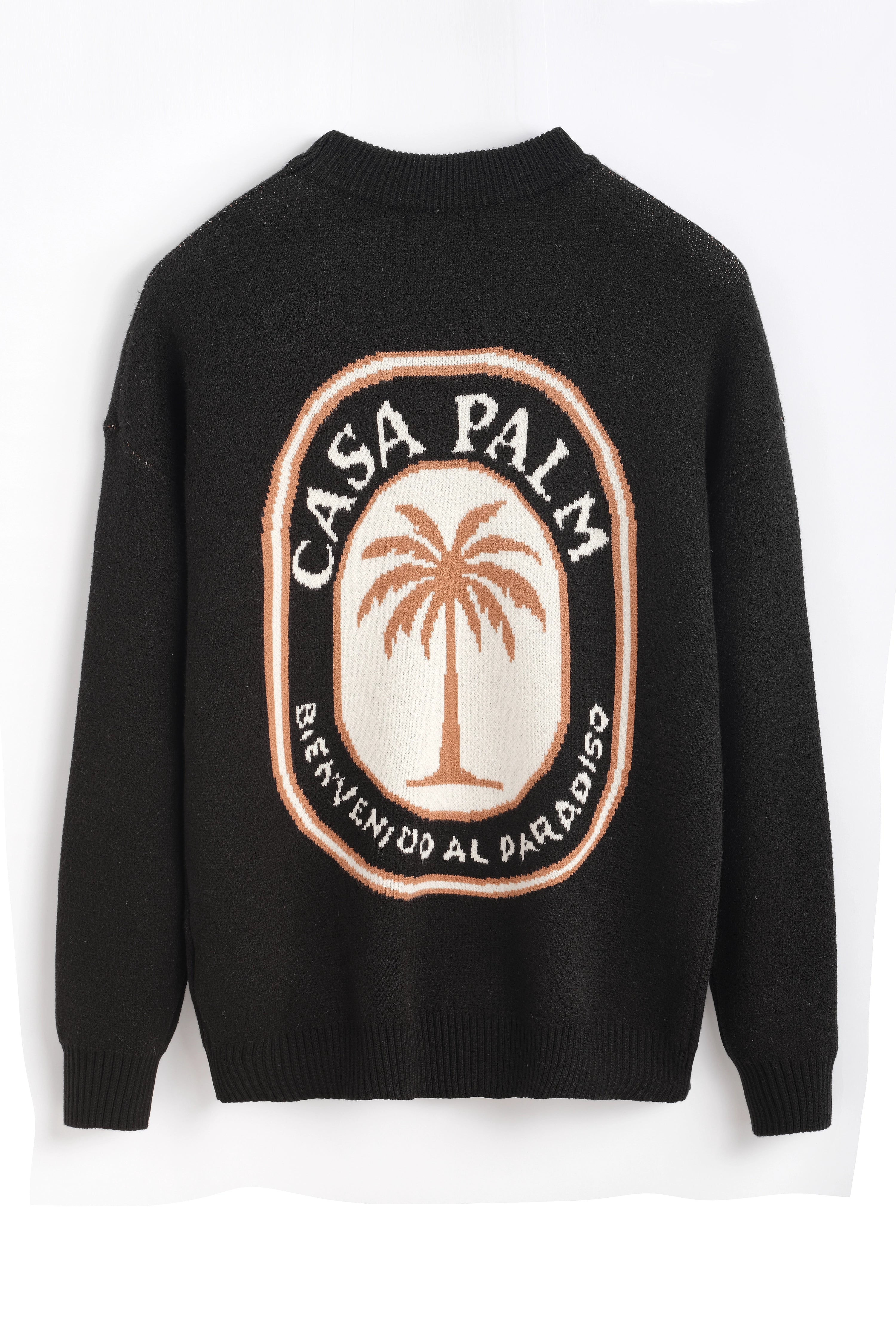 Pull en maille à col rond avec patch brodé sur la poitrine
