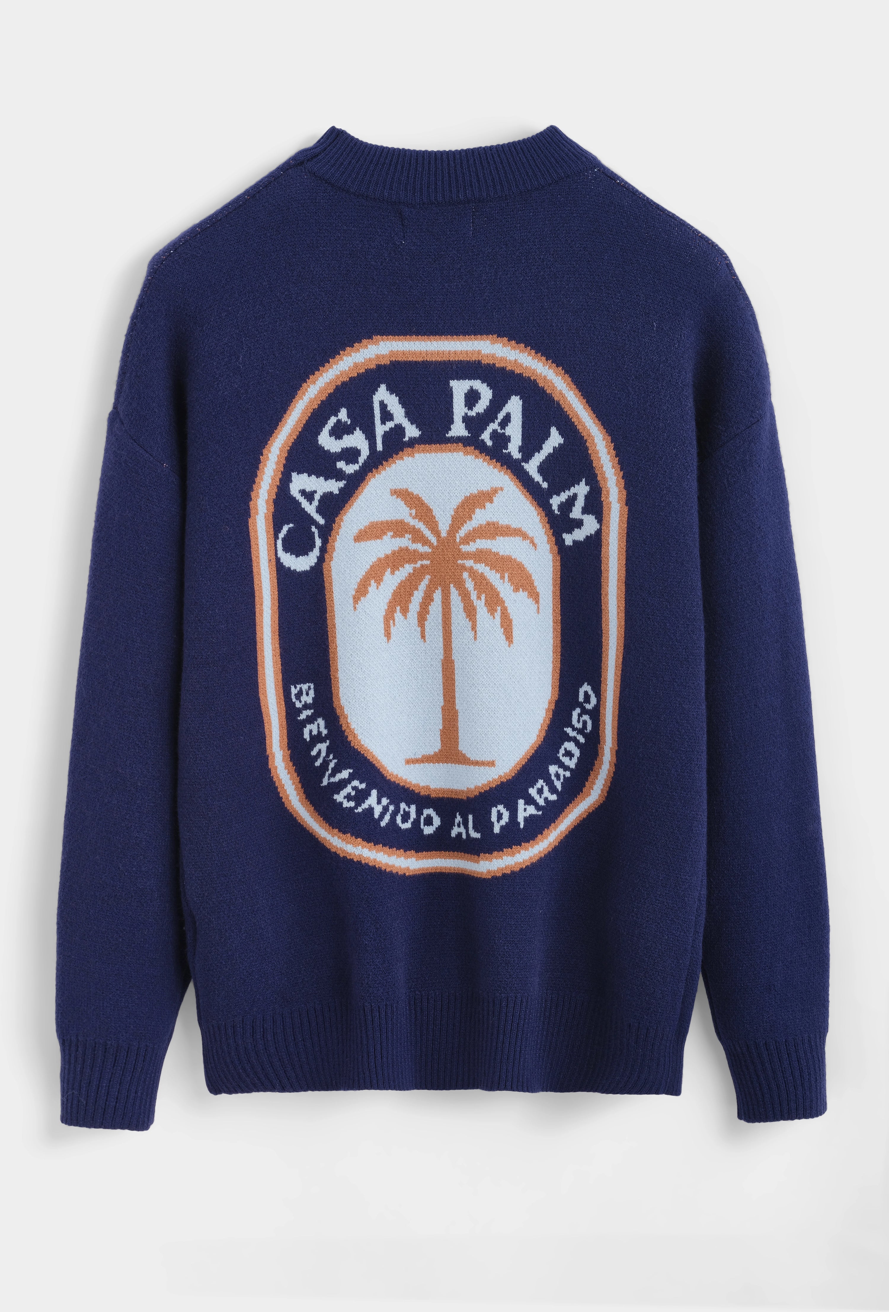 Pull en maille à col rond avec patch brodé sur la poitrine