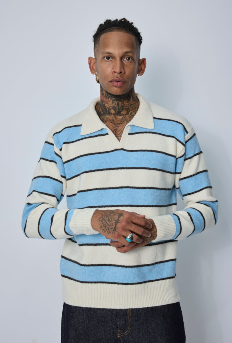 Pull col polo rayé