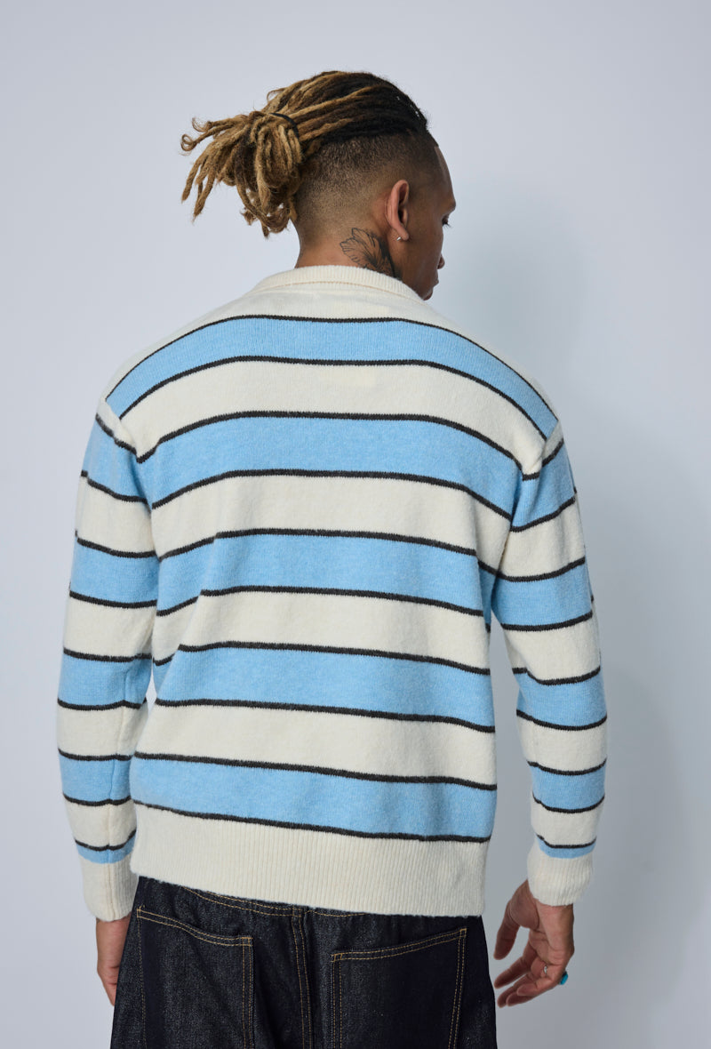 Pull col polo rayé