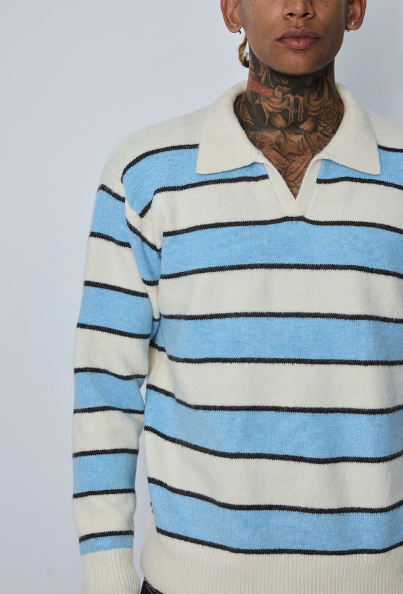 Pull col polo rayé