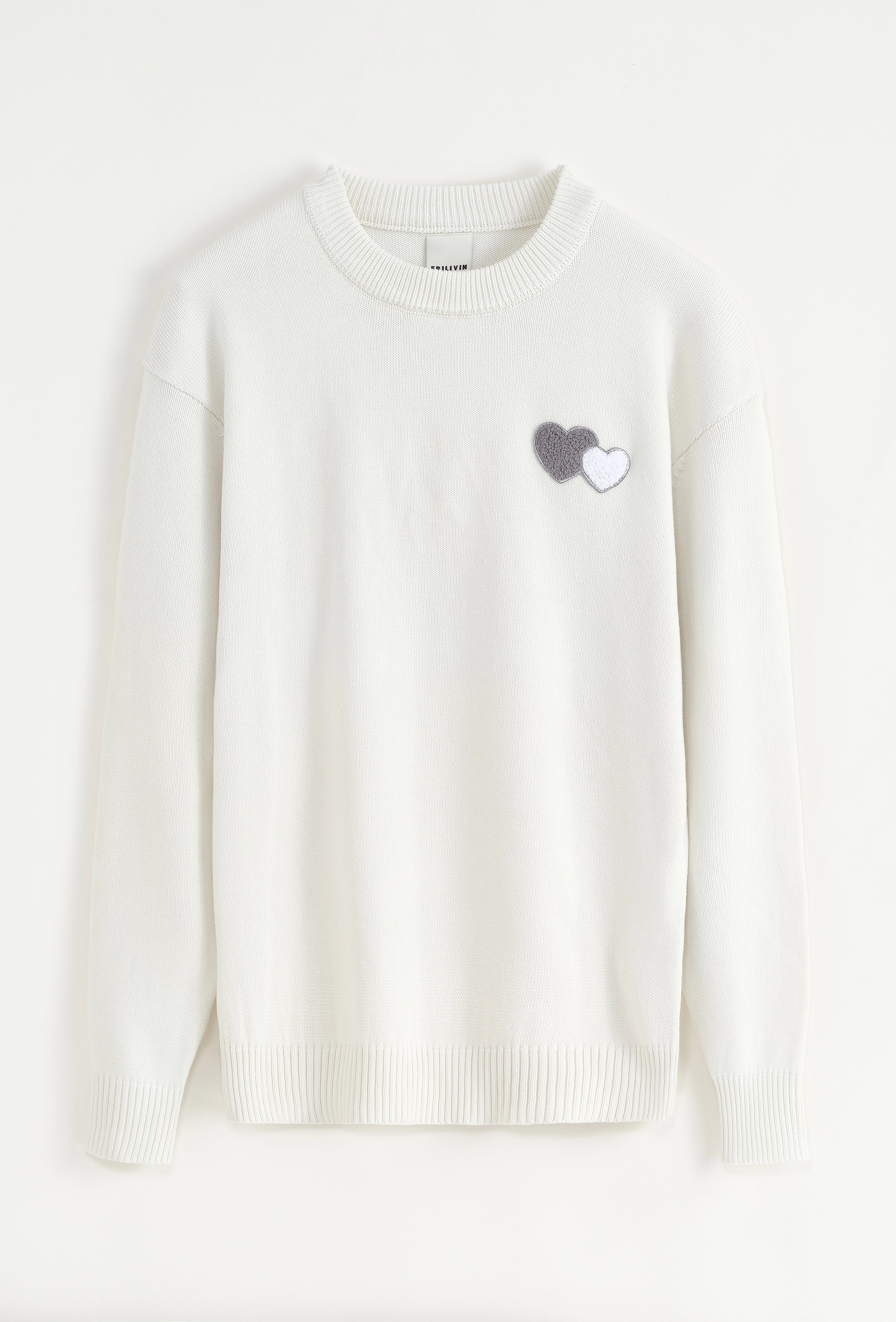 Pull à motif double cœur