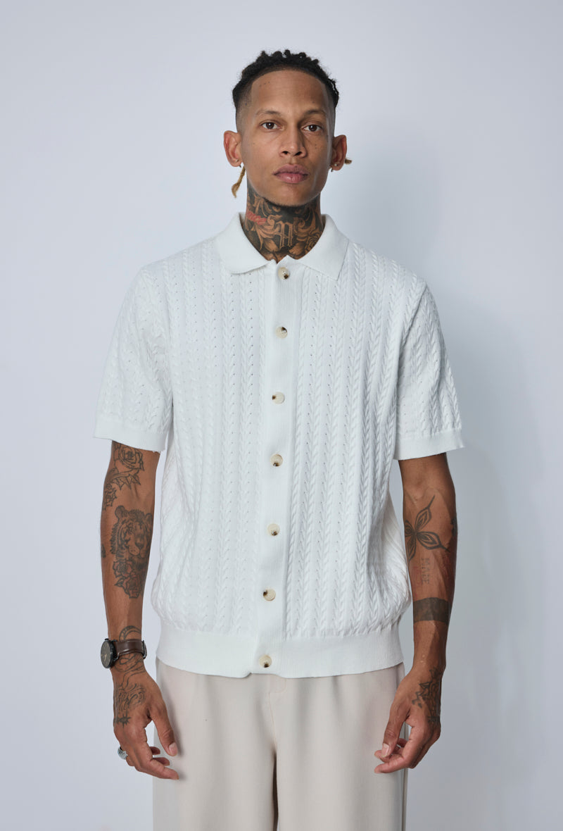 Polo tricoté tressé casual