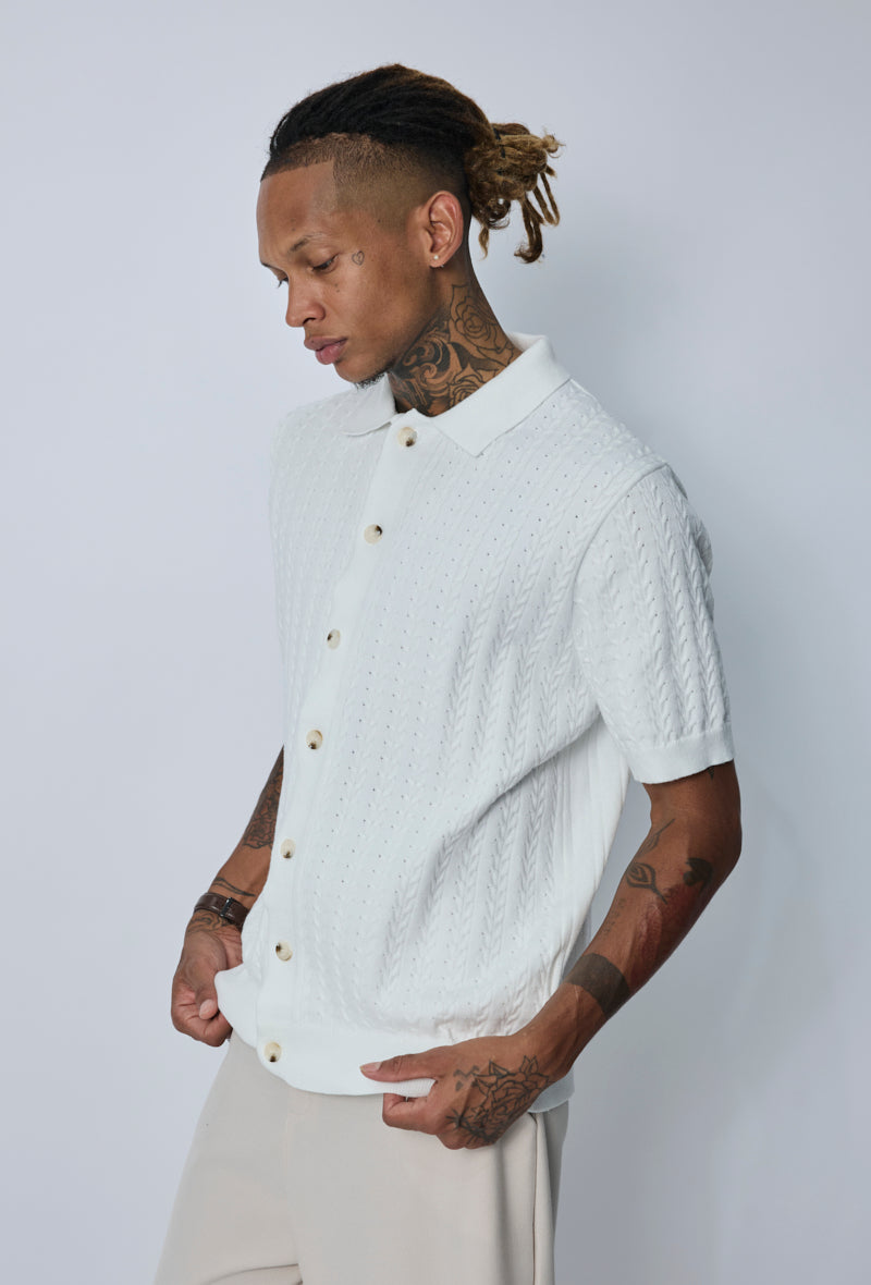 Polo tricoté tressé casual