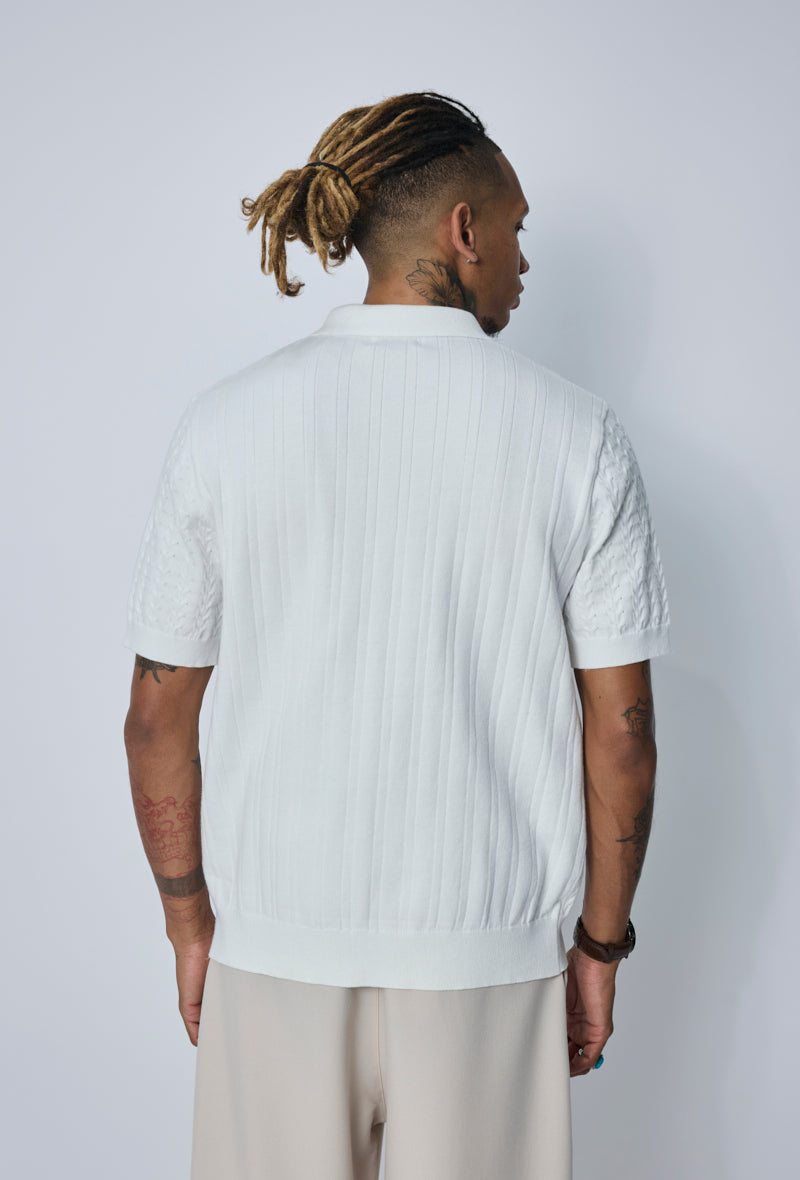 Polo tricoté tressé casual