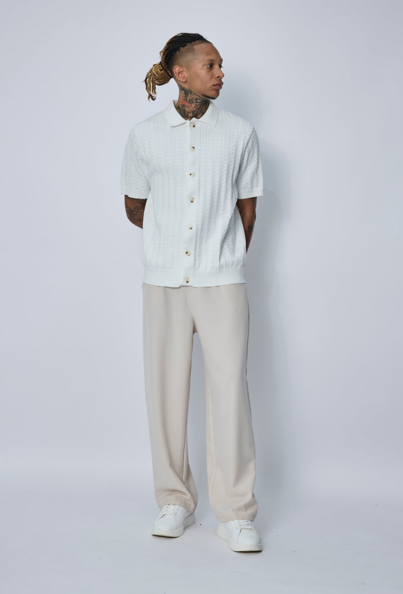 Polo tricoté tressé casual