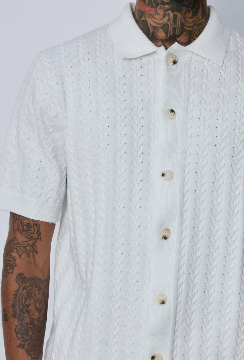 Polo tricoté tressé casual