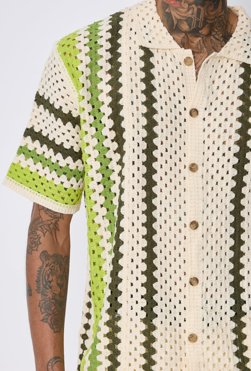 Chemise crochet rayée casual