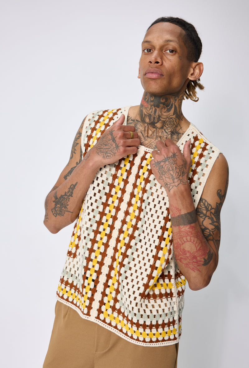 Gilet crochet ajouré tendance