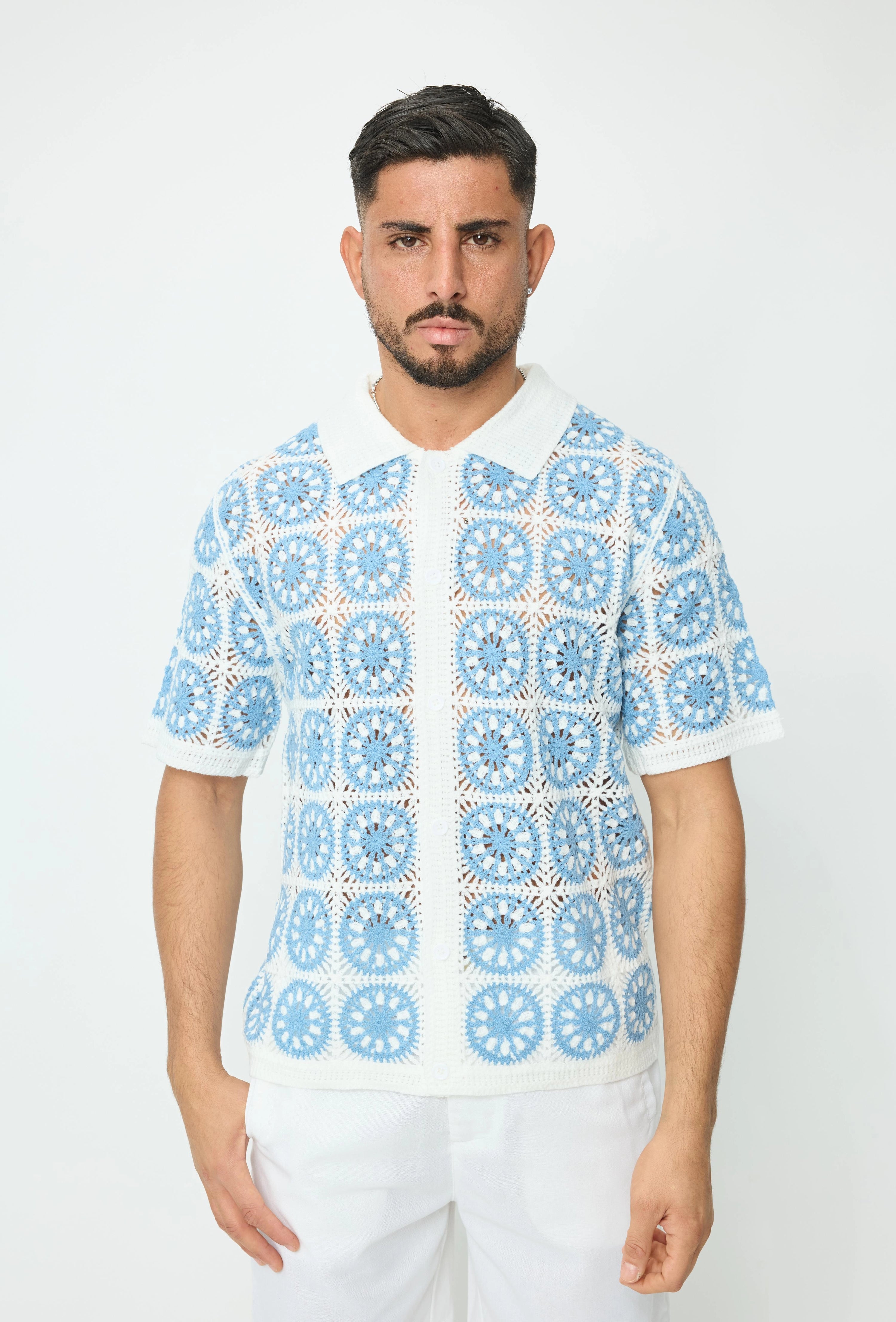 Chemise à manches courtes à tricot transparent