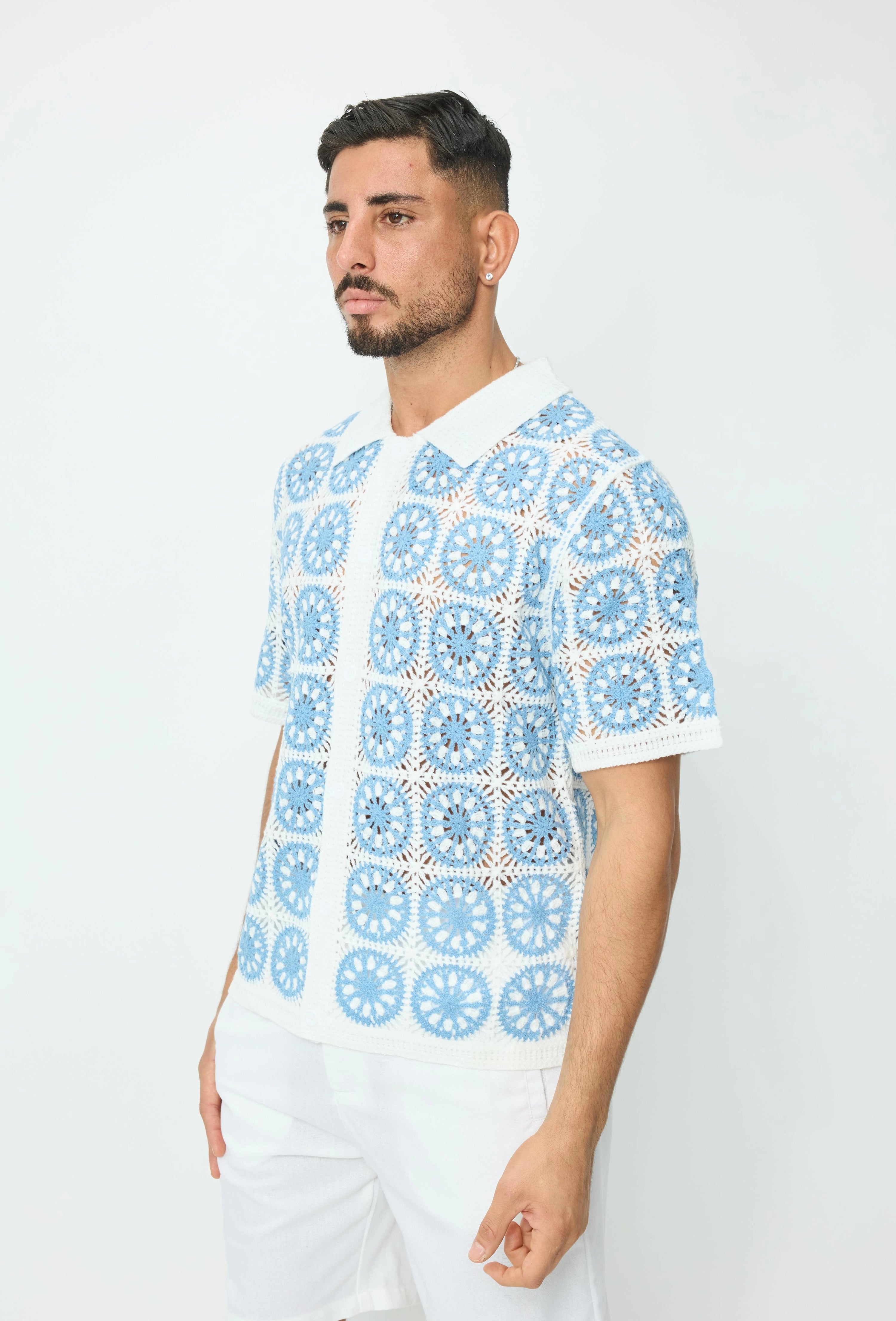 Chemise à manches courtes à tricot transparent