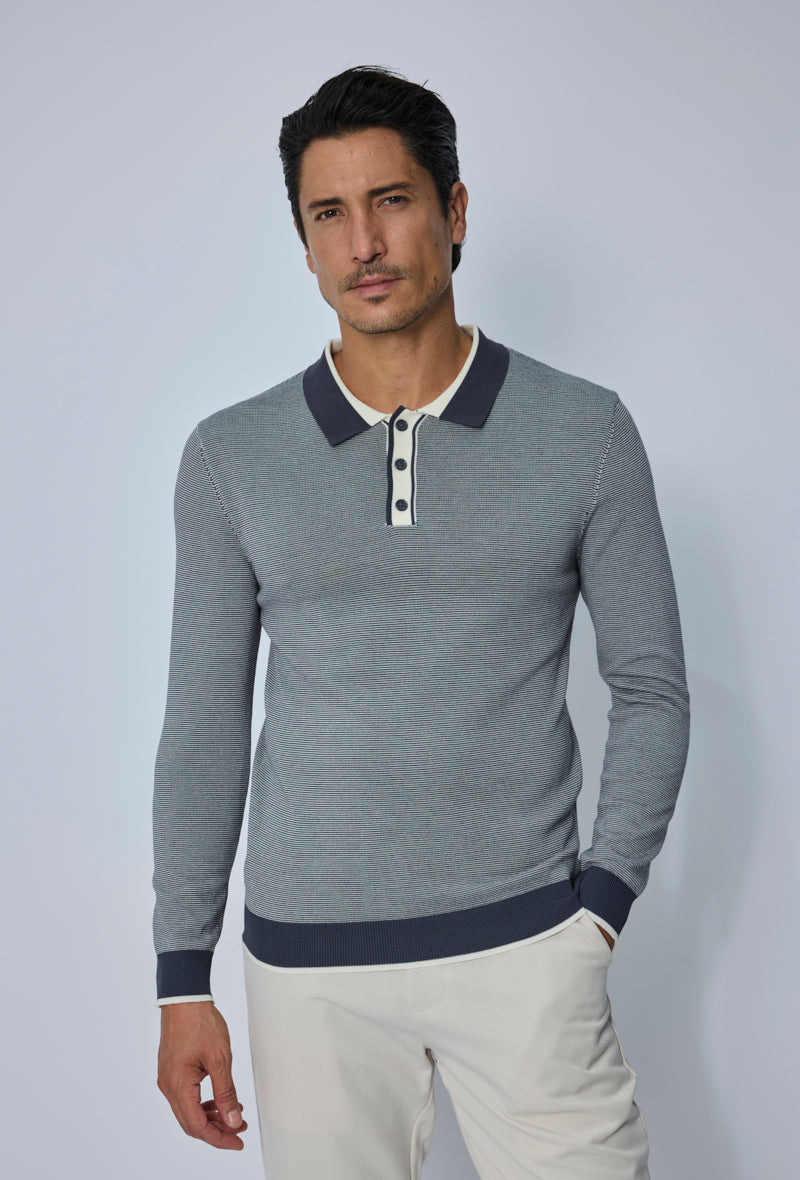 Polo tricoté col contrasté