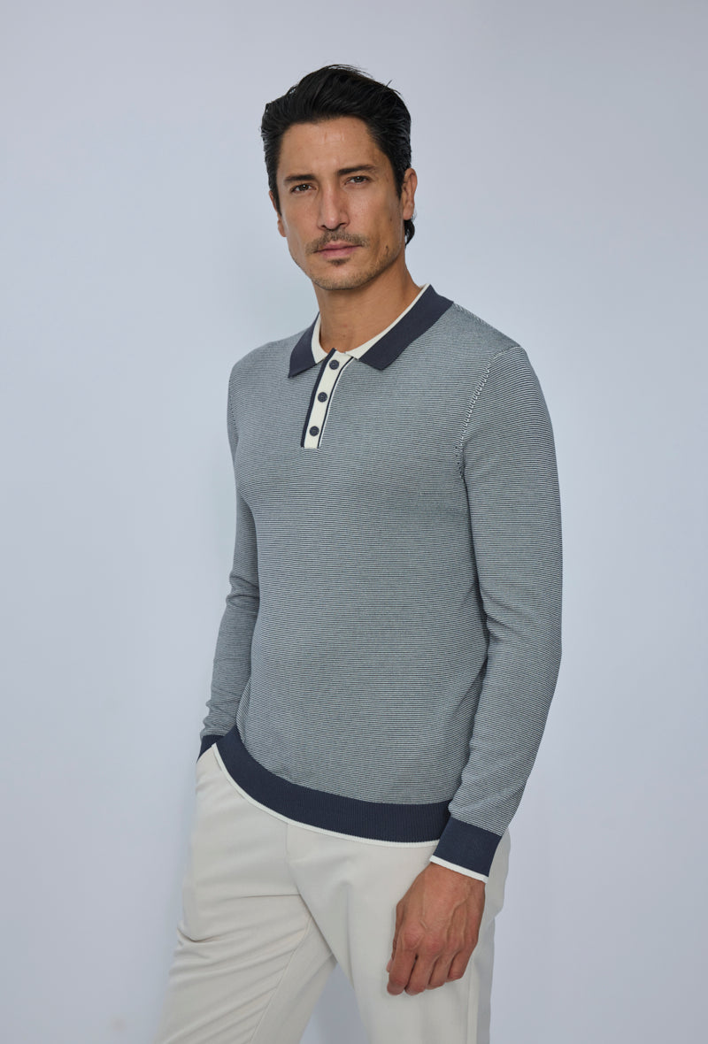 Polo tricoté col contrasté