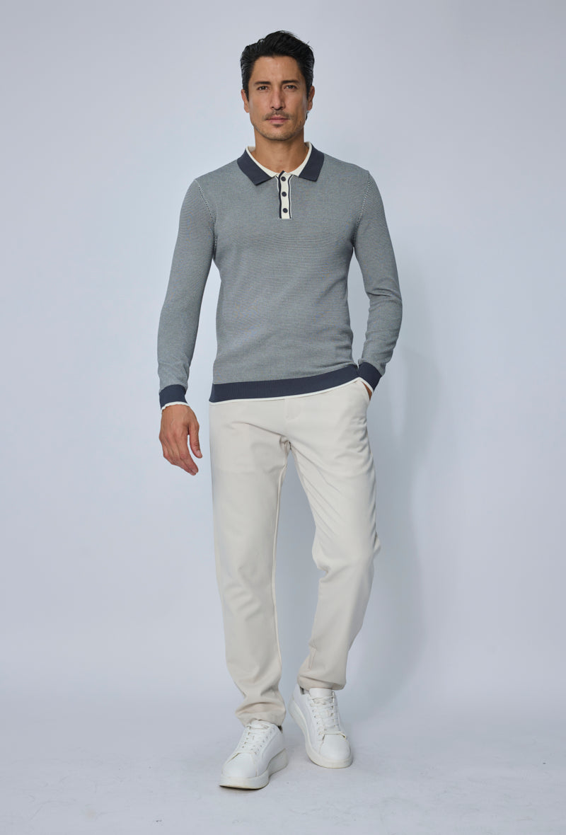 Polo tricoté col contrasté