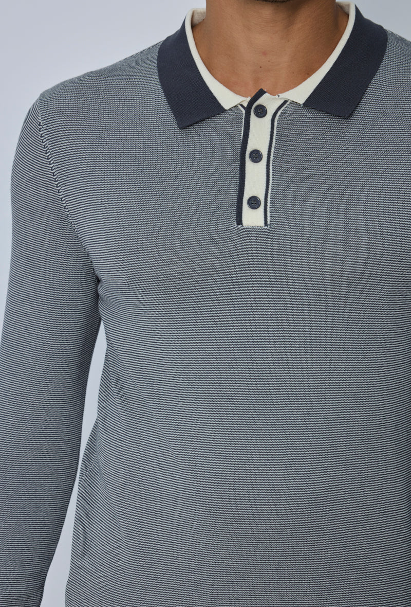 Polo tricoté col contrasté