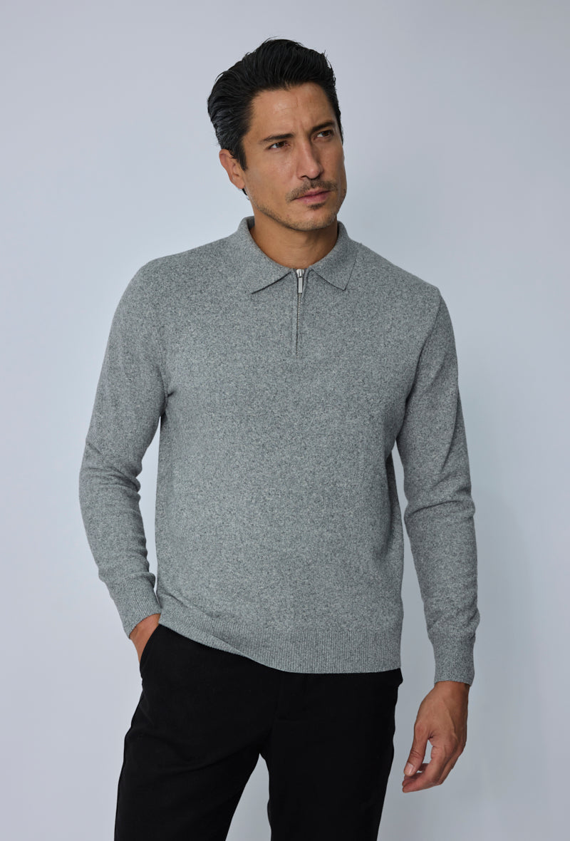 Pull polo zippé tricot