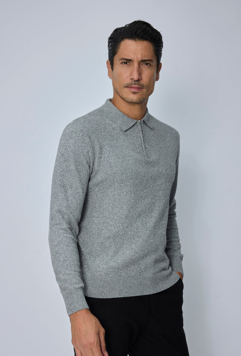 Pull polo zippé tricot