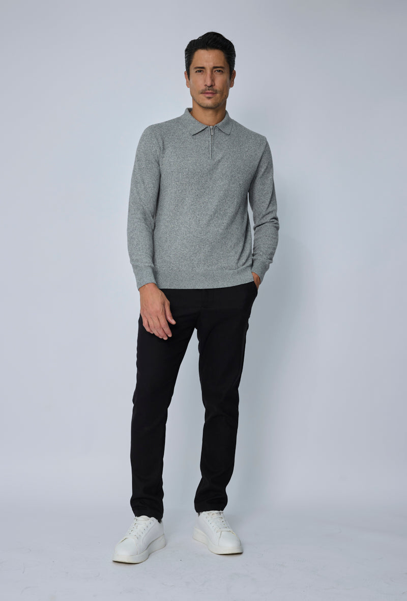 Pull polo zippé tricot