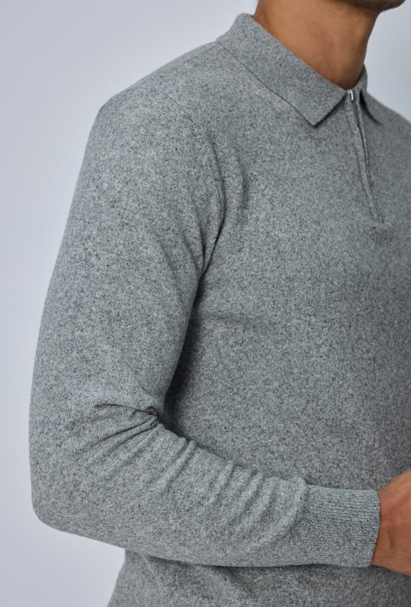 Pull polo zippé tricot