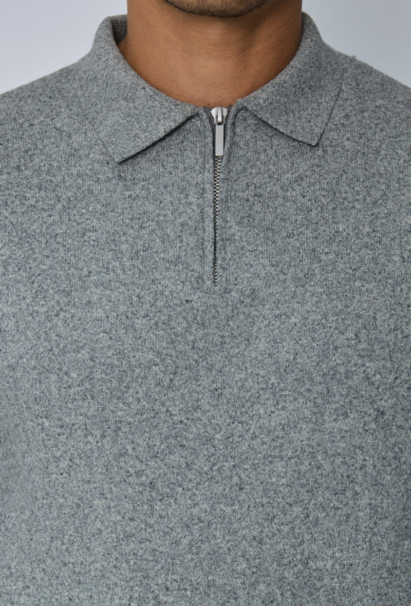 Pull polo zippé tricot