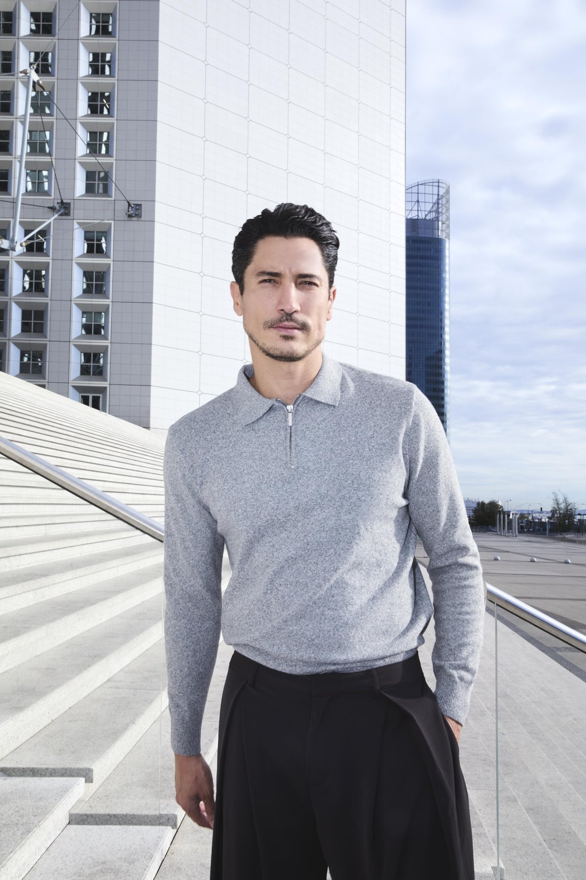 Pull polo zippé tricot