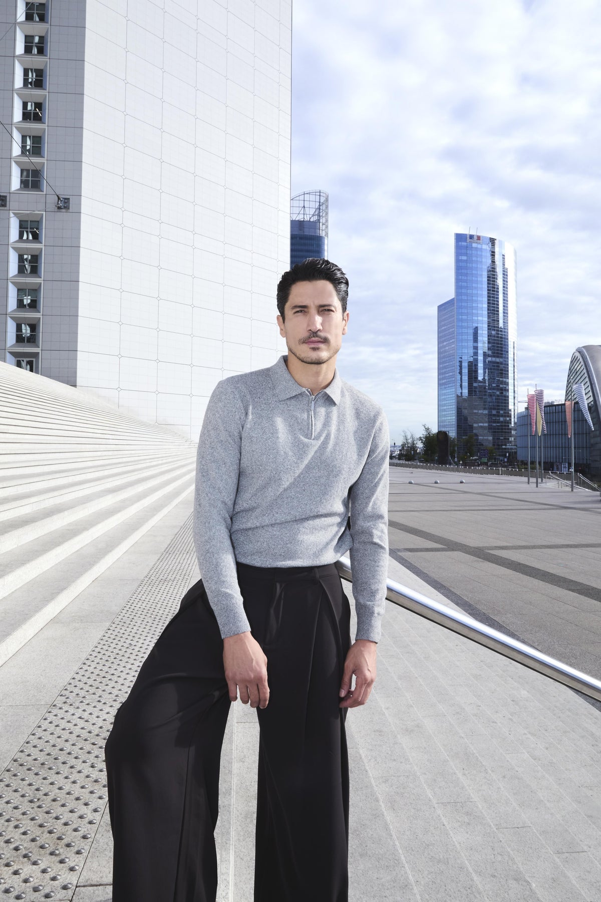 Pull polo zippé tricot