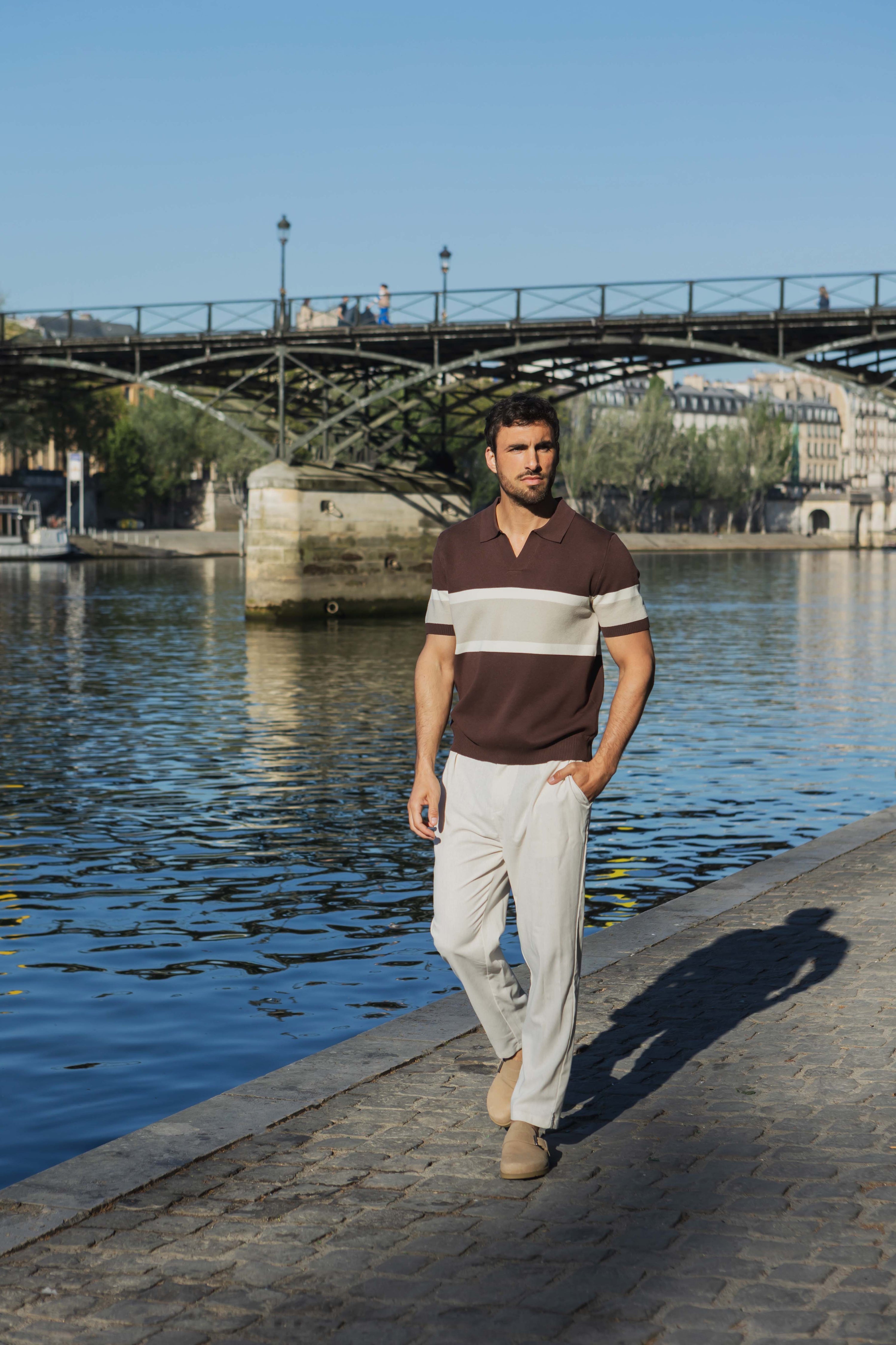 Polo tricoté rayures rétro