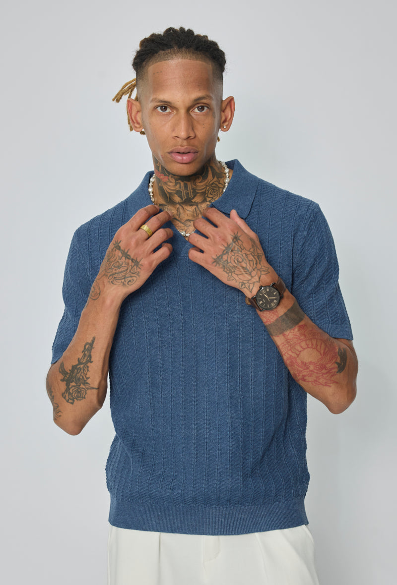Polo tricot col v ouvert
