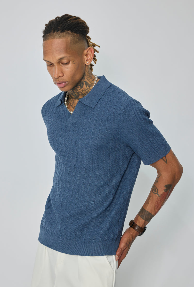 Polo tricot col v ouvert