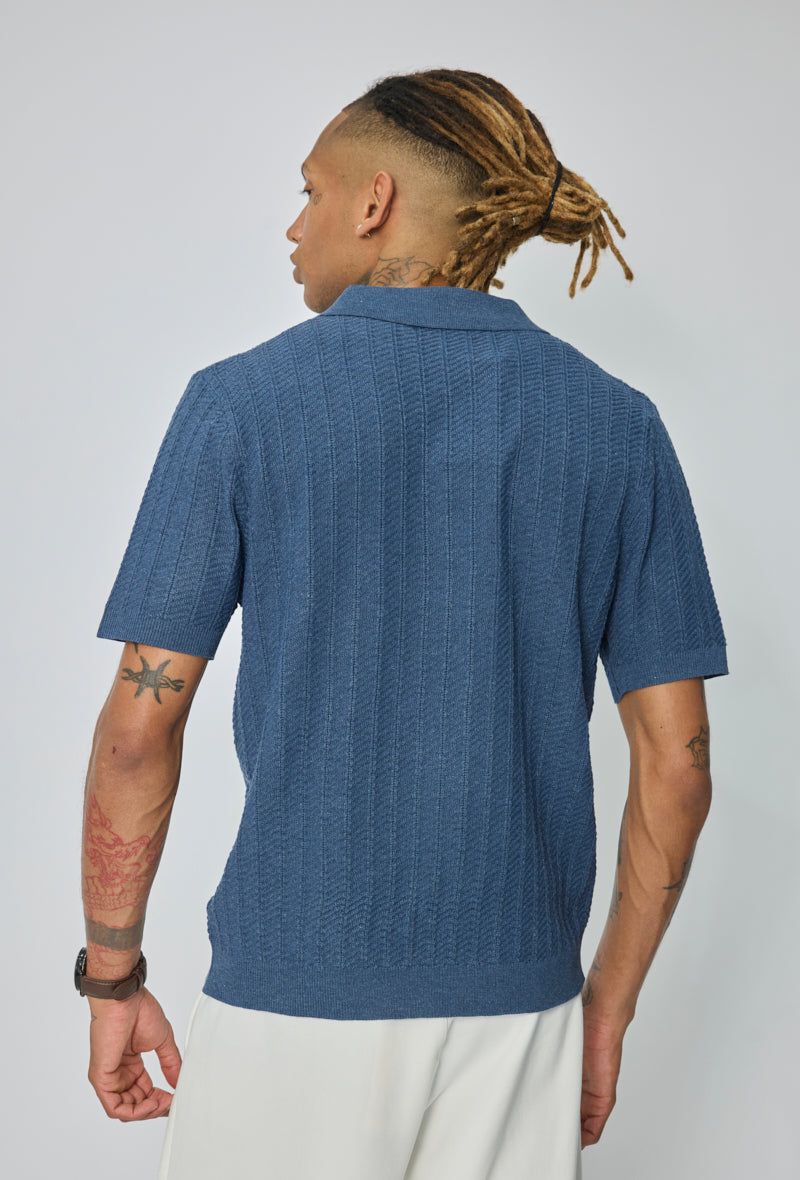 Polo tricot col v ouvert