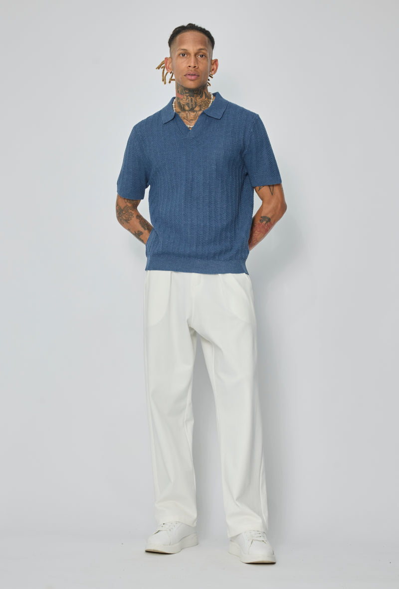 Polo tricot col v ouvert