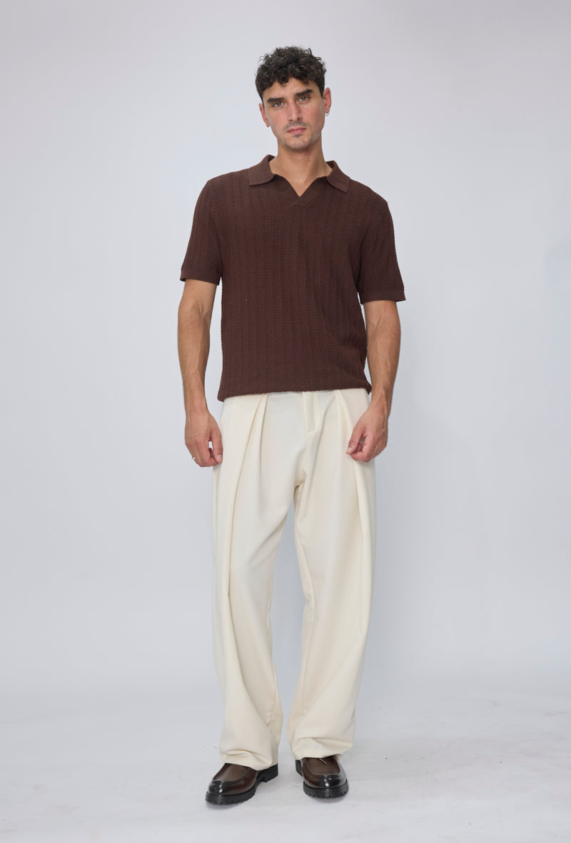 Polo tricot col v ouvert