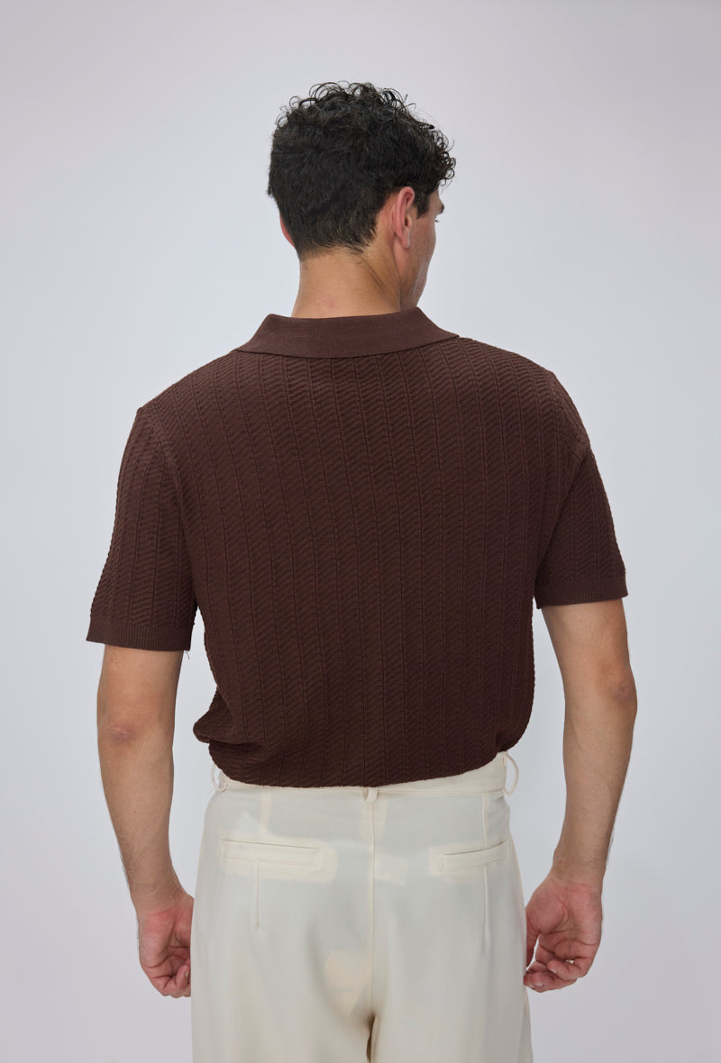 Polo tricot col v ouvert