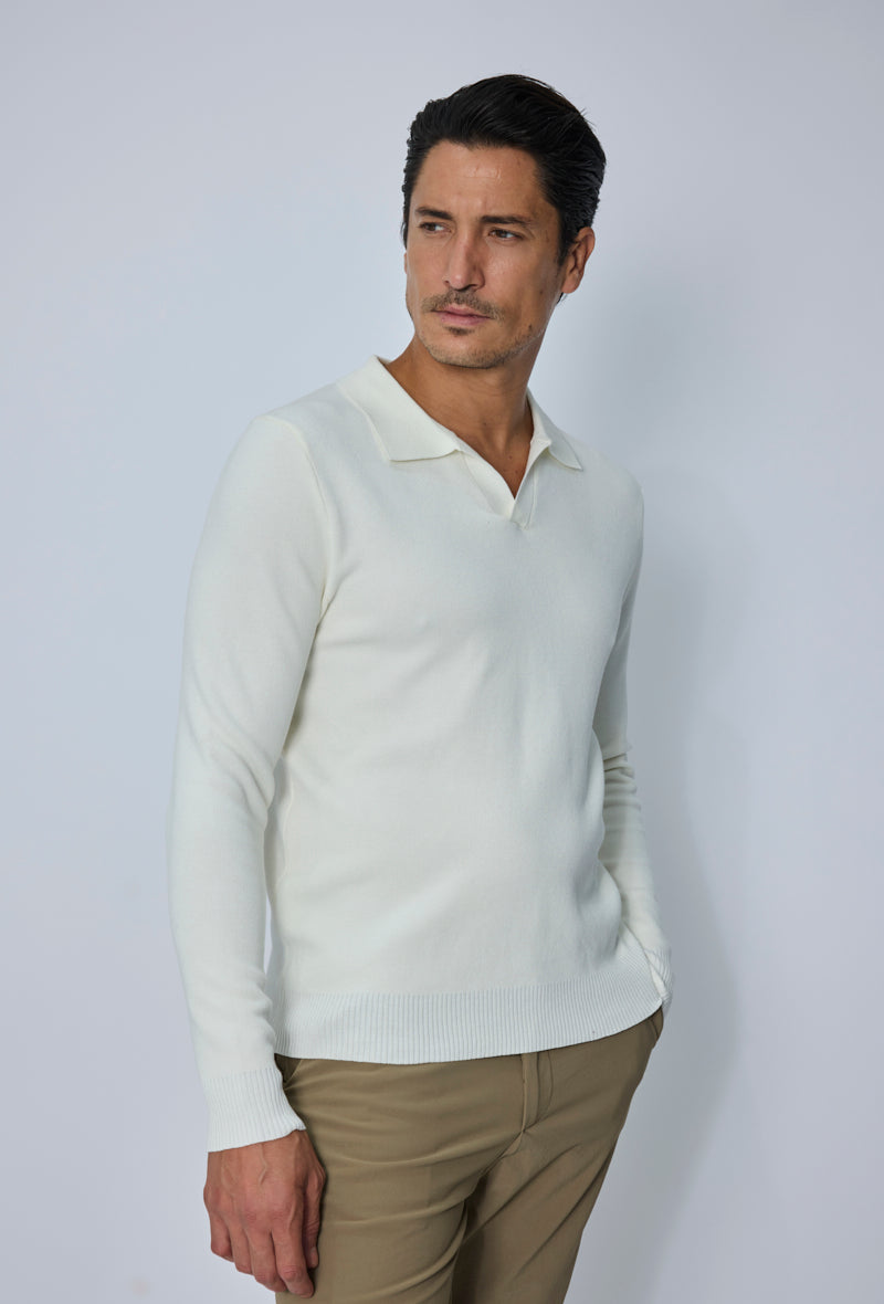 Pull polo col ouvert