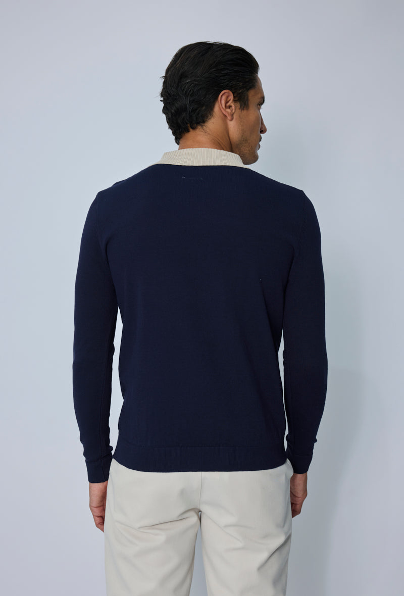 Polo tricot col contrasté