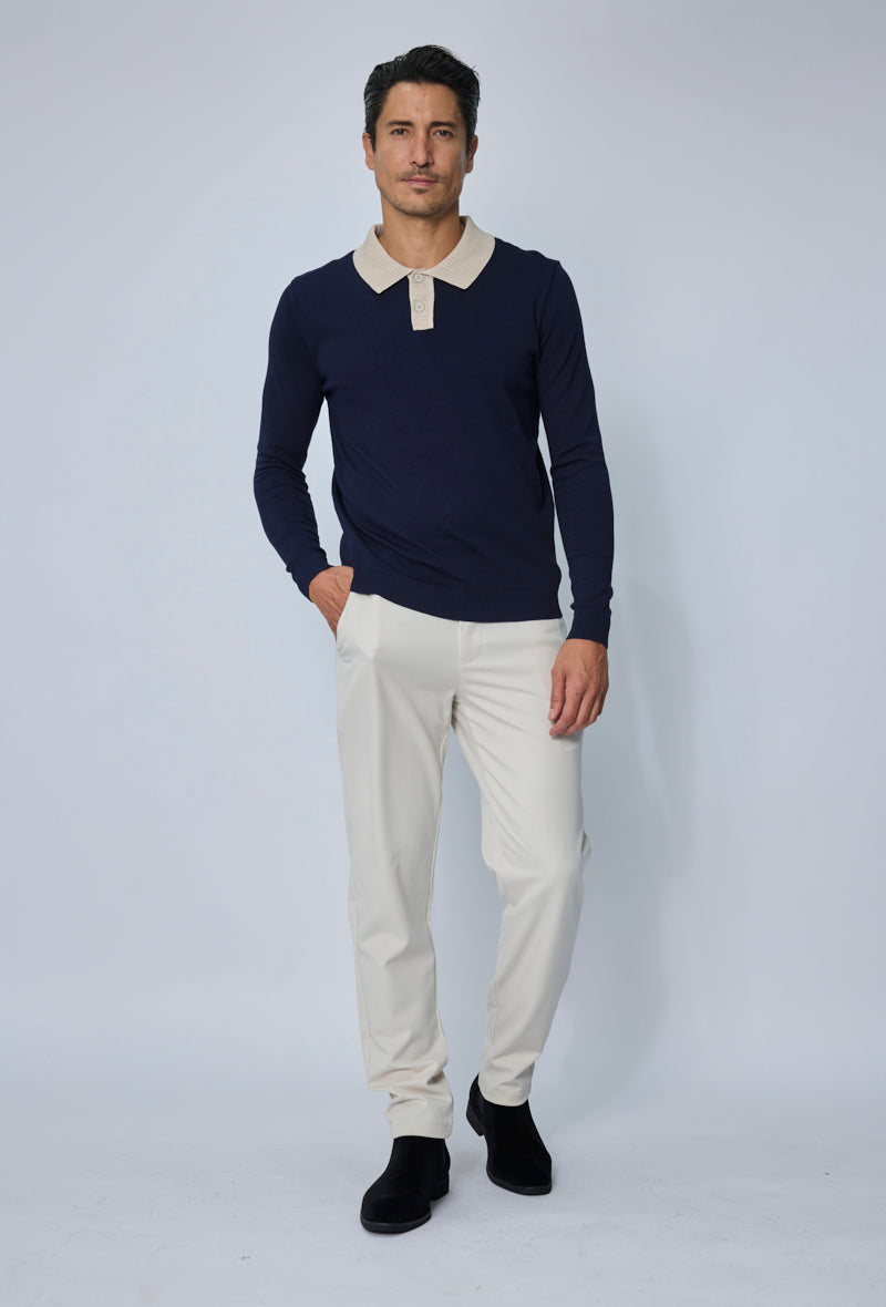 Polo tricot col contrasté