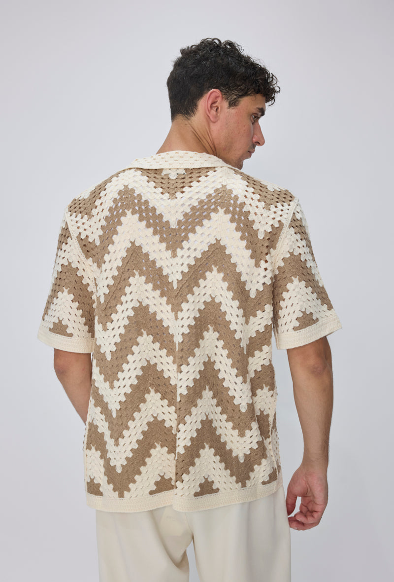 Chemise tricot ajourée casual