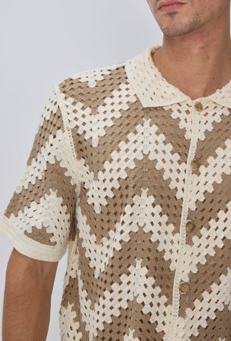 Chemise tricot ajourée casual
