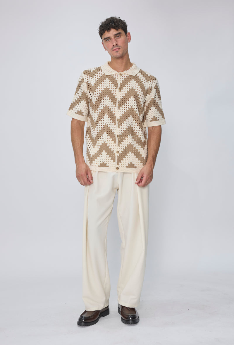 Chemise tricot ajourée casual