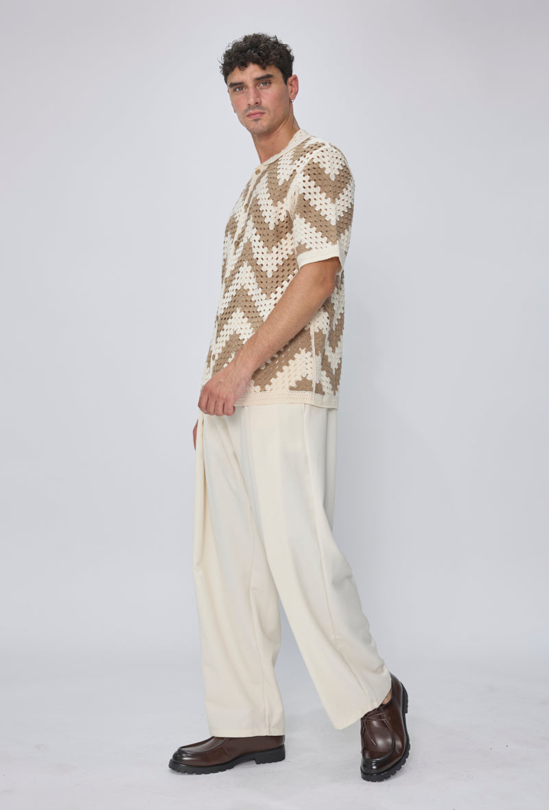 Chemise tricot ajourée casual