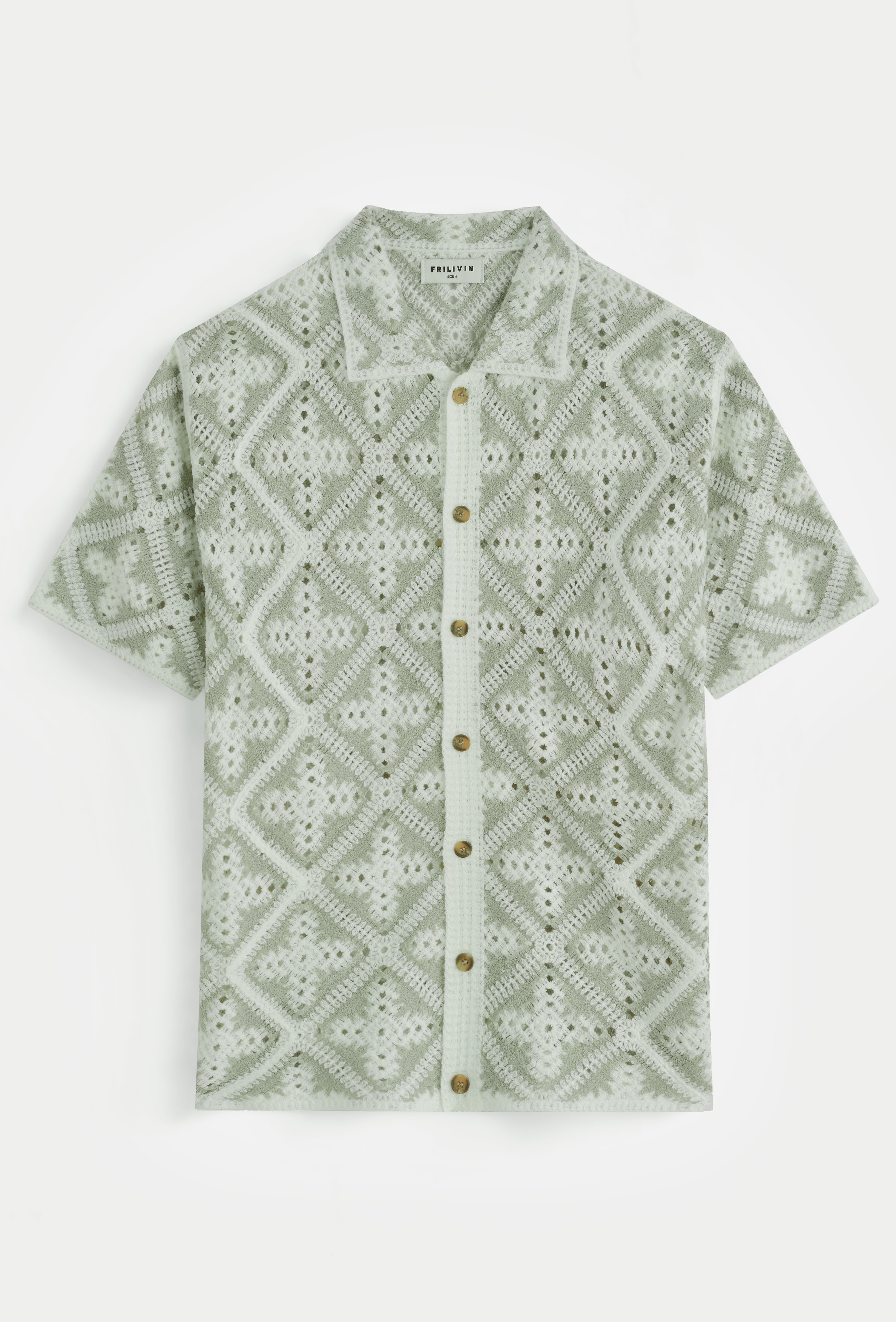 Chemise crochet col cubain