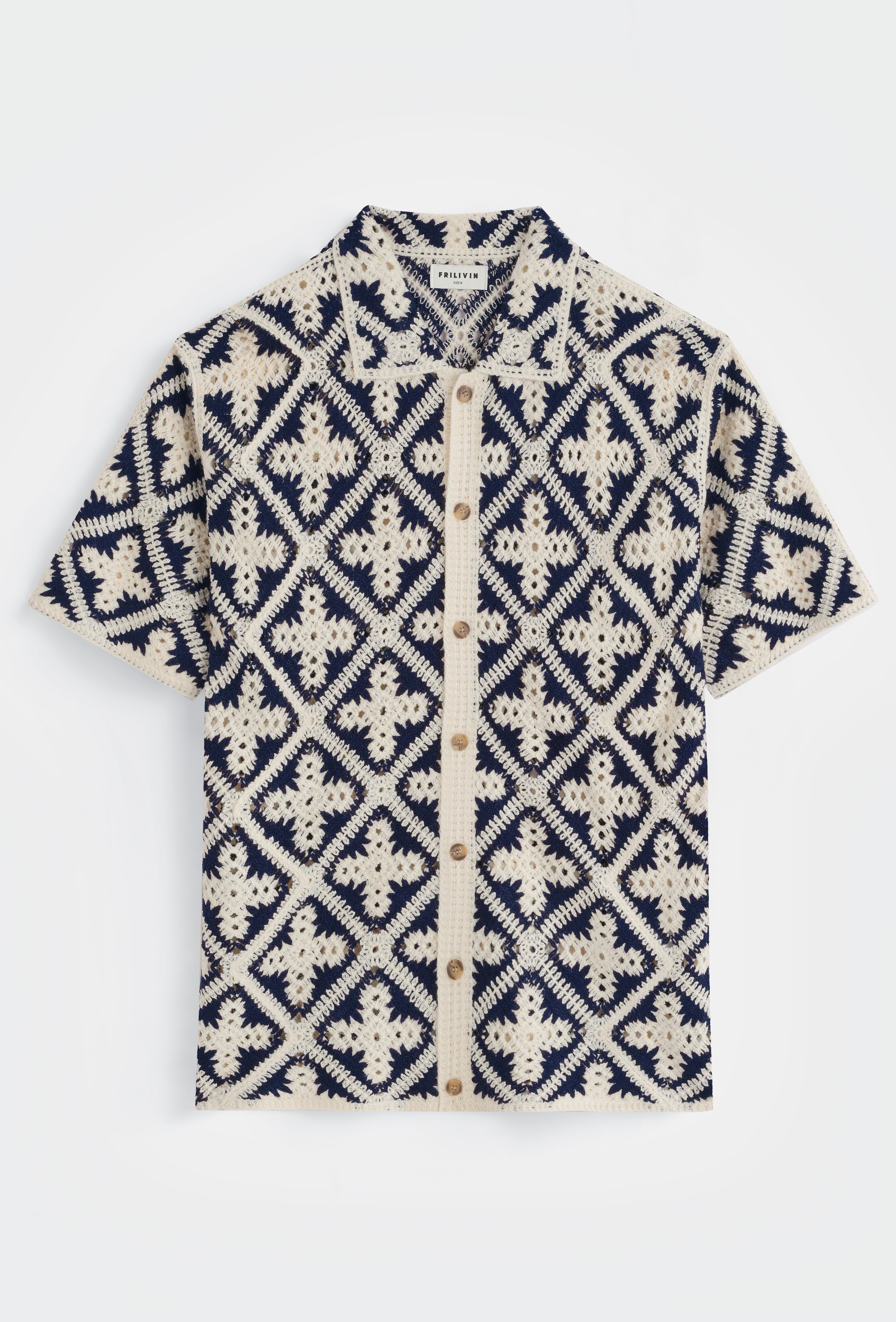 Chemise crochet col cubain