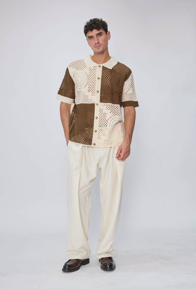 Chemise tricot ajourée casual