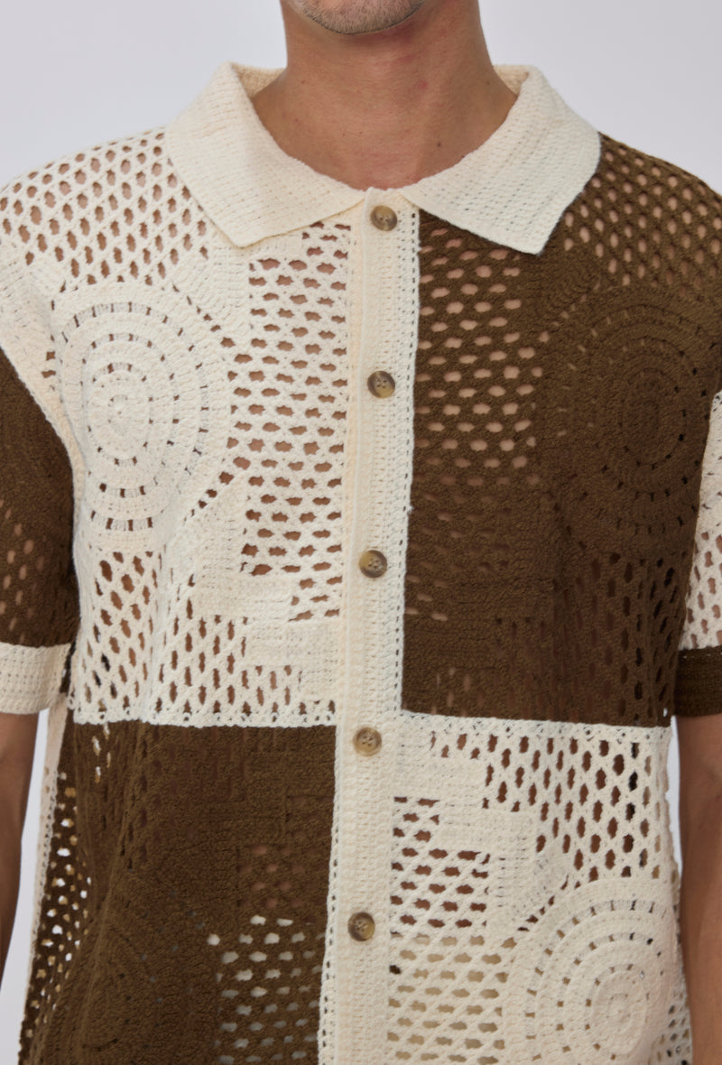 Chemise tricot ajourée casual