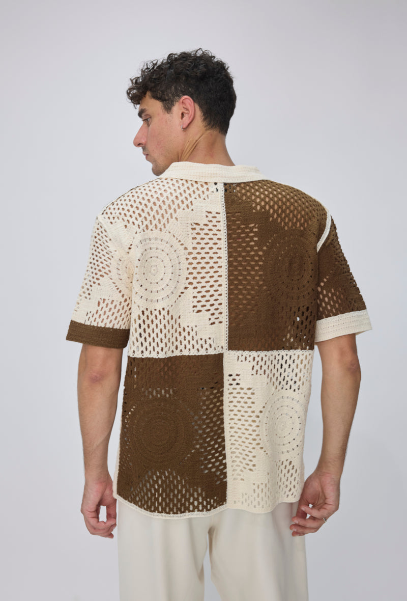 Chemise tricot ajourée casual