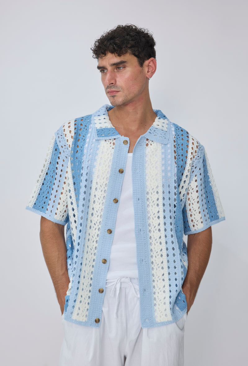 Chemise crochet col cubain
